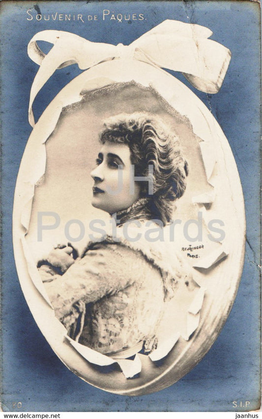 Easter Greeting Card - Souvenir de Paques - SIP - 20 - old postcard - France - unused - JH Postcards