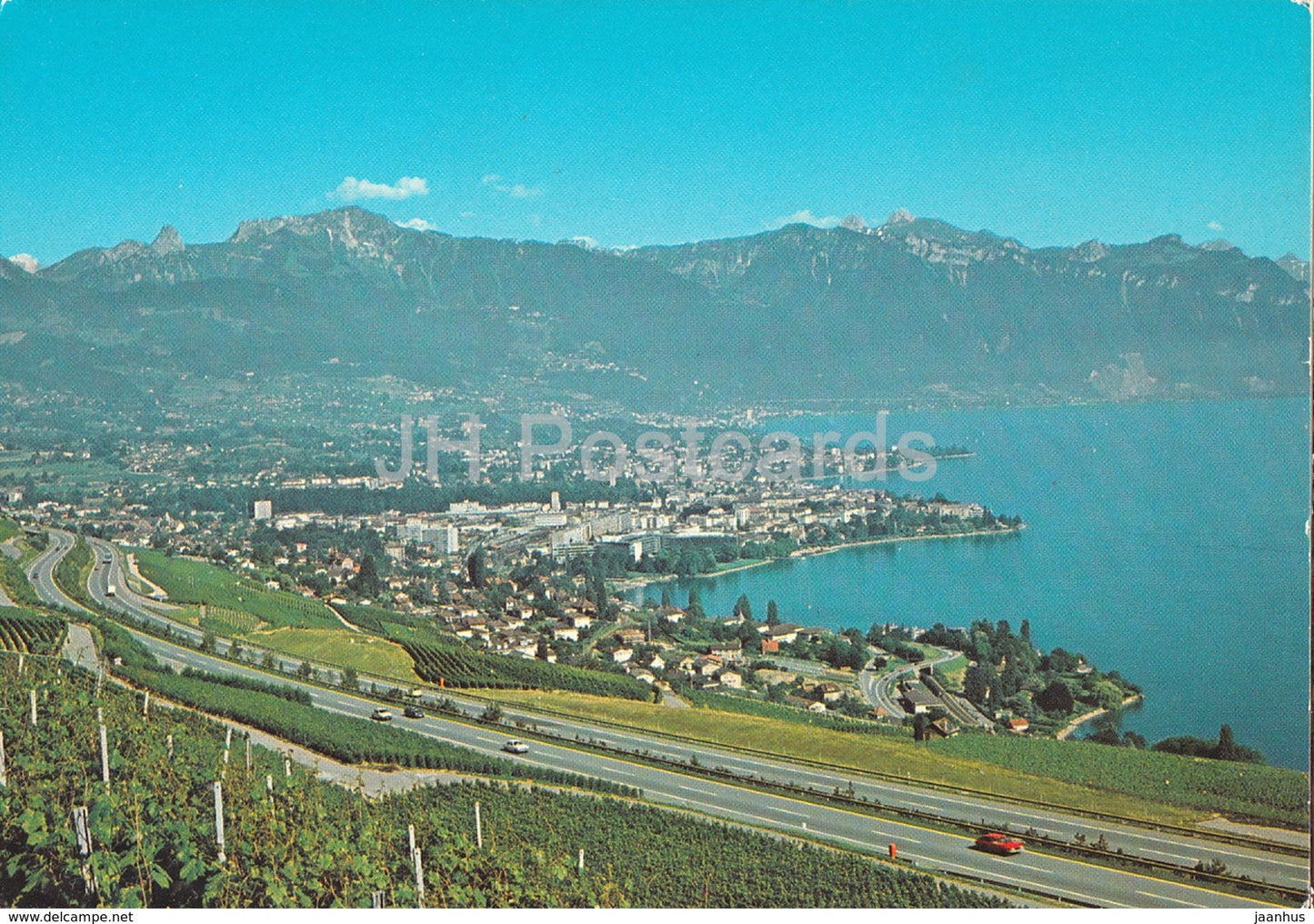Vevey - view - panorama - 1800 - 7376 - 1986 - Switzerland - used - JH Postcards