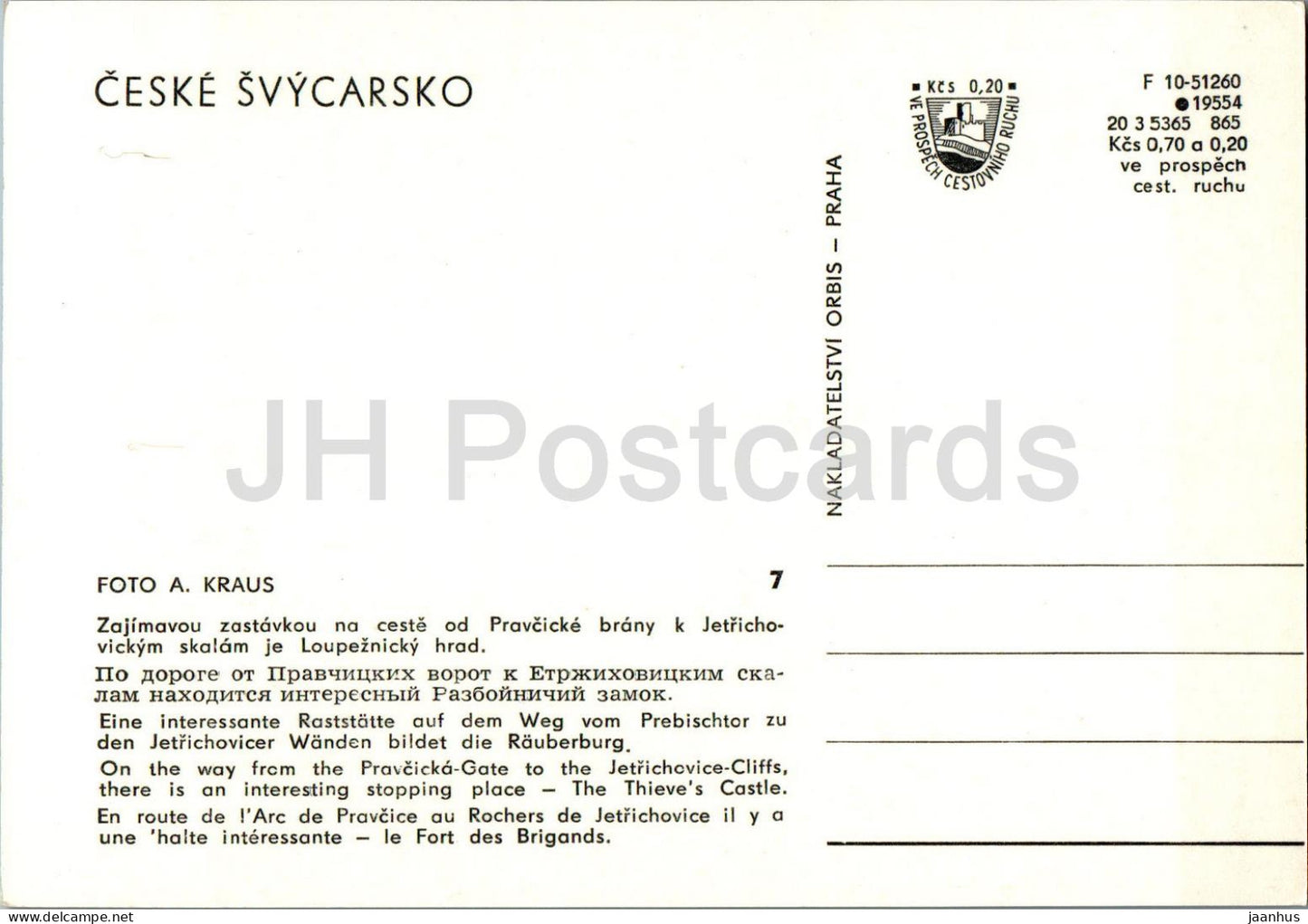 Ceske Svycarsko - The Thieve's Castle - 7 - Czech Repubic - Czechoslovakia - unused
