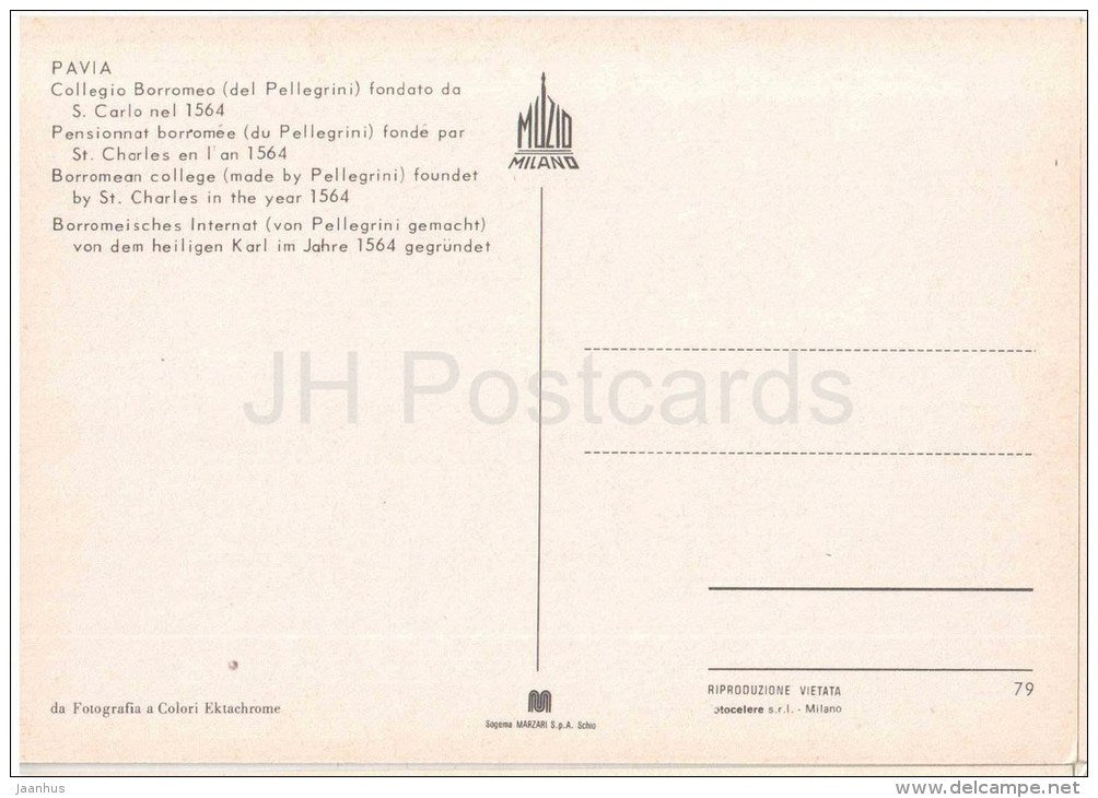 Collegio Borromeo - Borromean College - Pavia - Lombardia - 79 - Italia - Italy - unused - JH Postcards