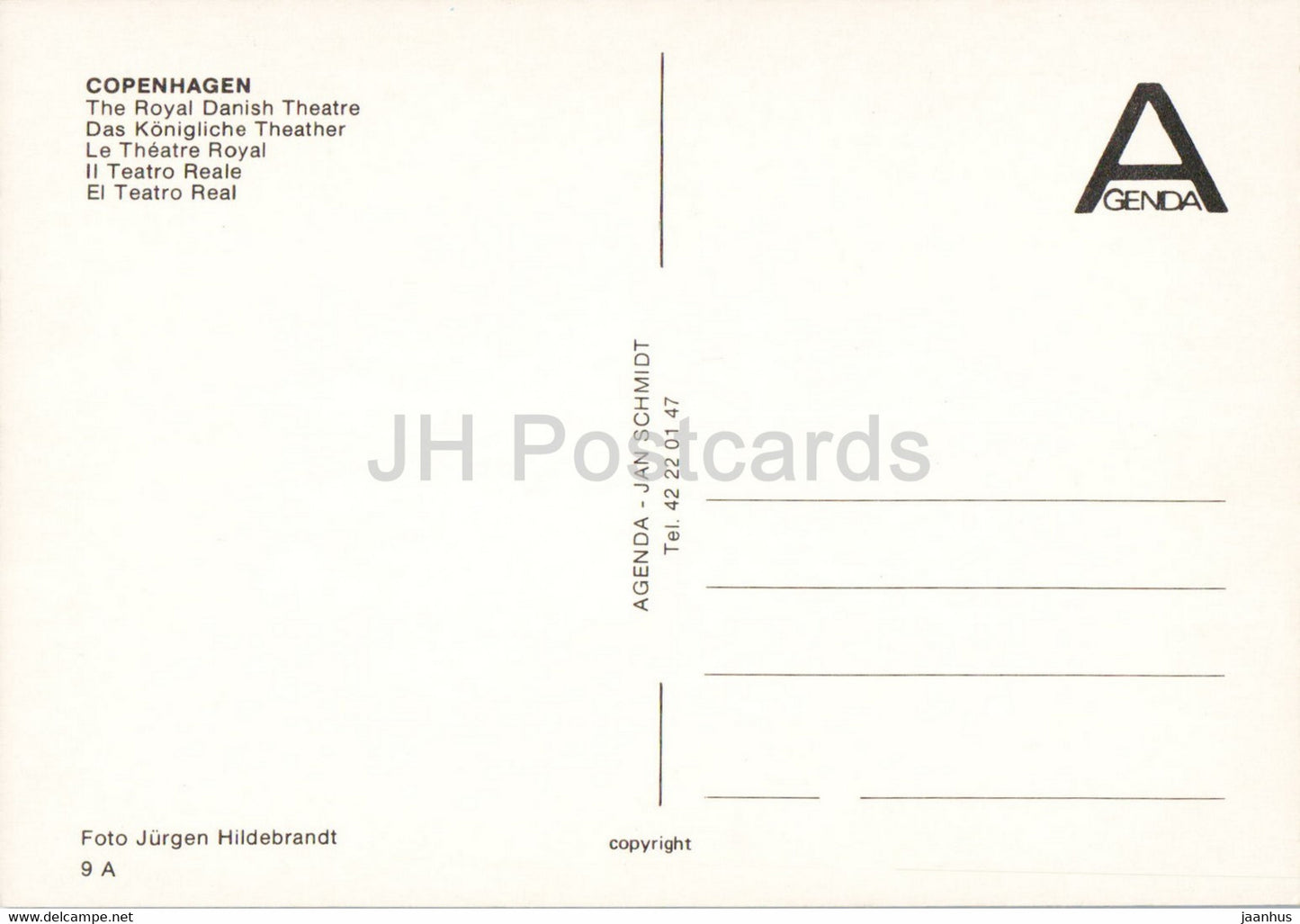 Copenhagen - The Royal Danish Theatre - bus - 9 - Denmark - unused