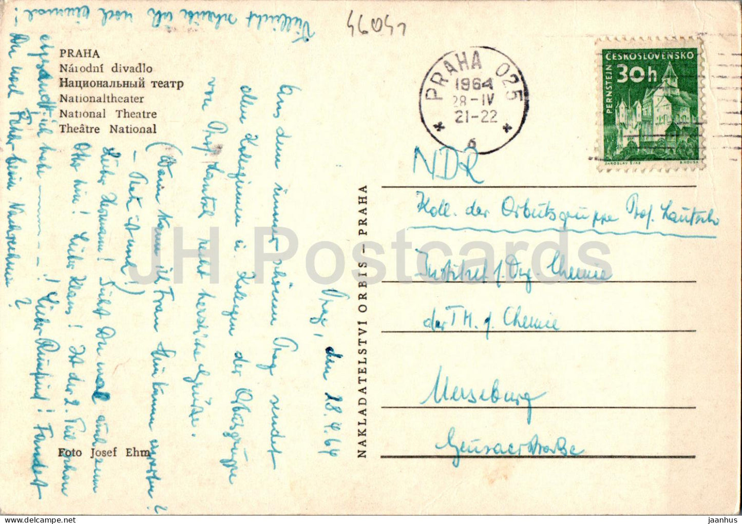 Praha - Prague - Narodni Divadlo - National Theatre - bridge - 1964 - Czech Republic - Czechoslovakia - used