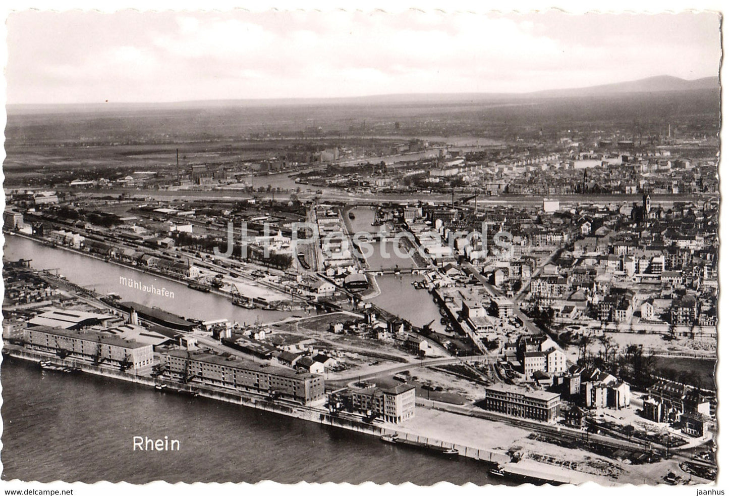 Mannheim - Blick auf Rhein und Mannheim Hafen - Luftbild - Rhein - Germany - unused - JH Postcards