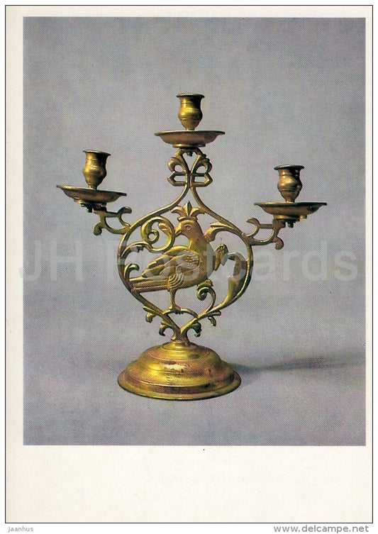 Candlestick - bird - Copper Art in Russia - 1990 - Russia USSR - unused - JH Postcards