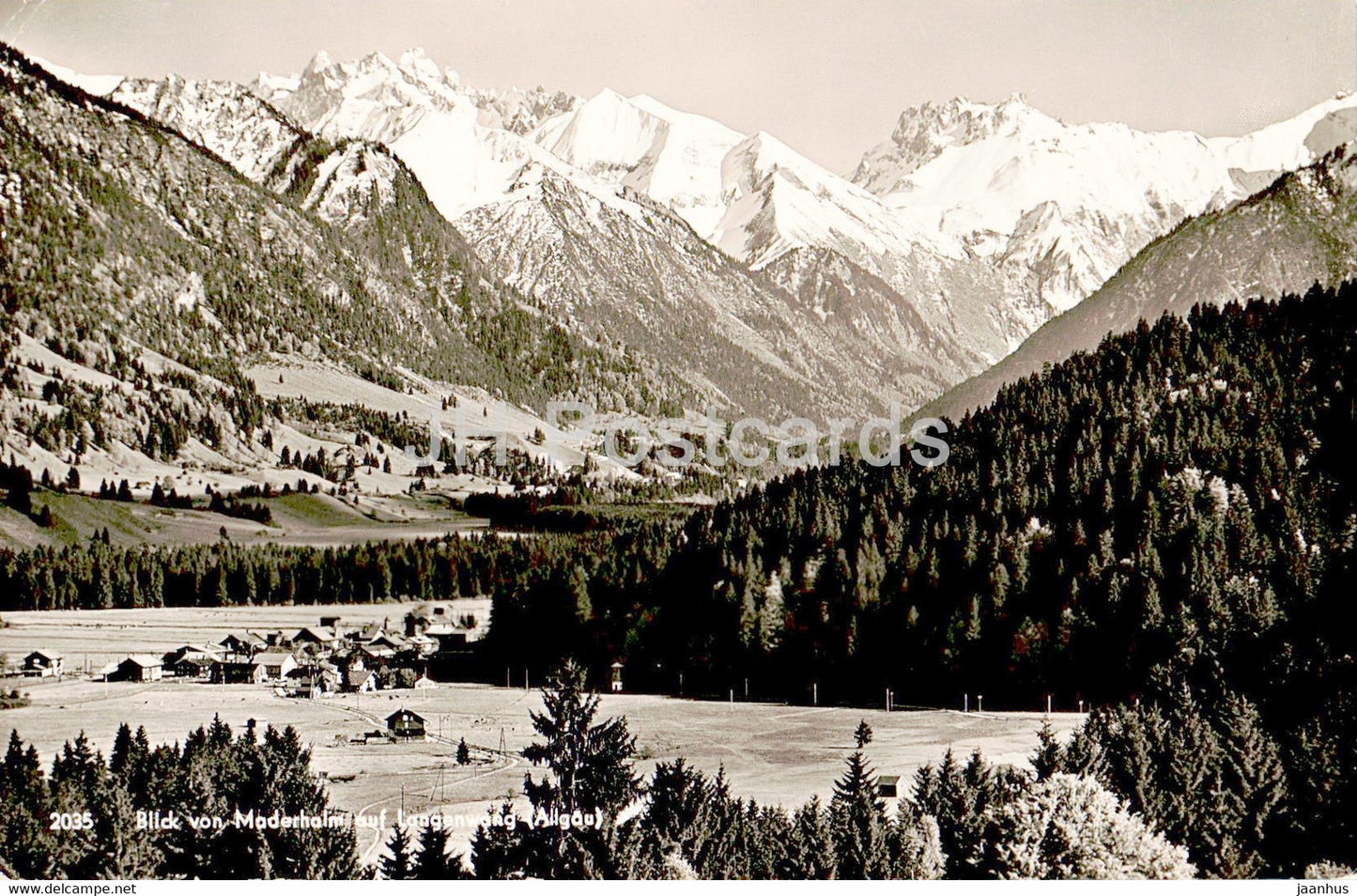 Blick von Manderhalm auf Langenwang - old postcard - 1958 - Germany - used - JH Postcards