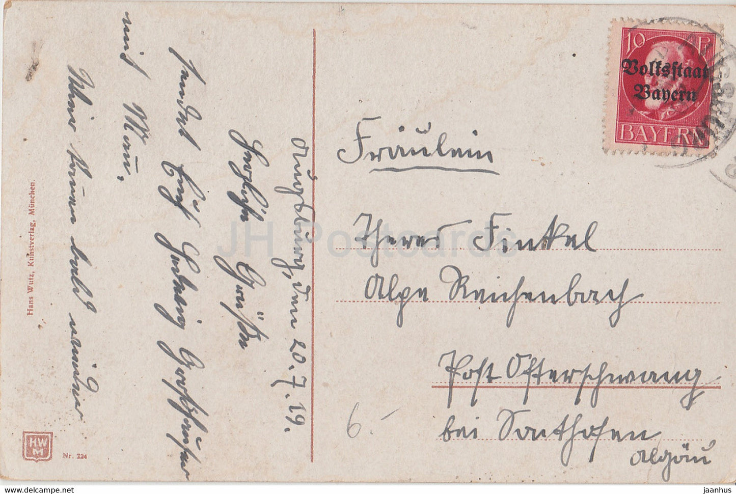 Augsburg - Fuggerhaus - Volksstaat Bayern - 224 - old postcard - 1919 - Germany - used