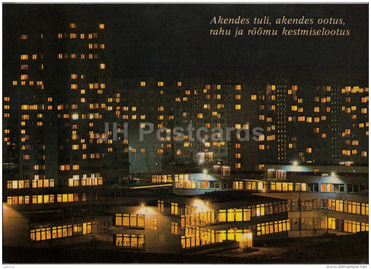 New Year Greeting Card - Tallinn in the Evening - 1987 - Estonia USSR - used - JH Postcards