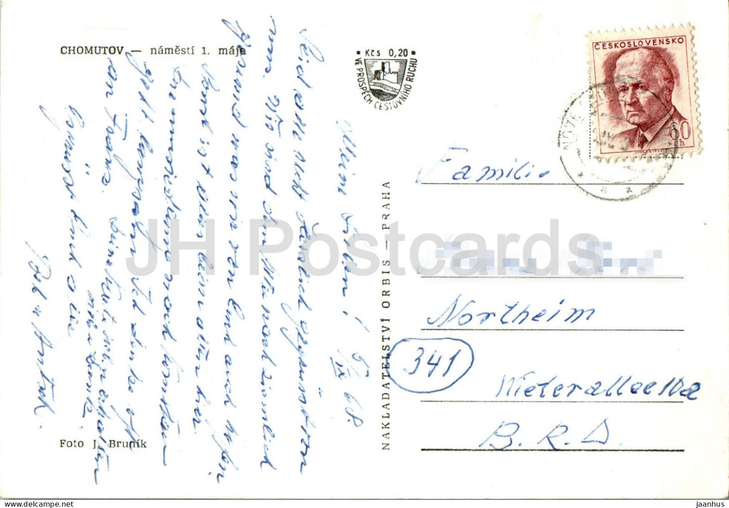 Chomutov – Namesti 1 Maje – 1. Mai Quadrat – 1968 – Tschechische Republik – Tschechoslowakei – gebraucht