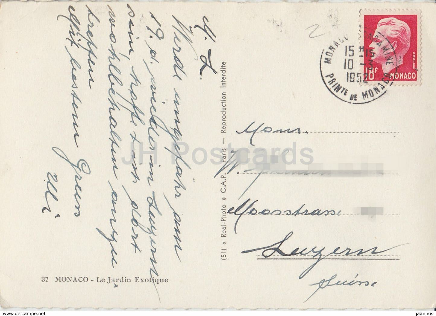 Monaco - Le Jardin exotique - 37 - 1952 - Monaco - used