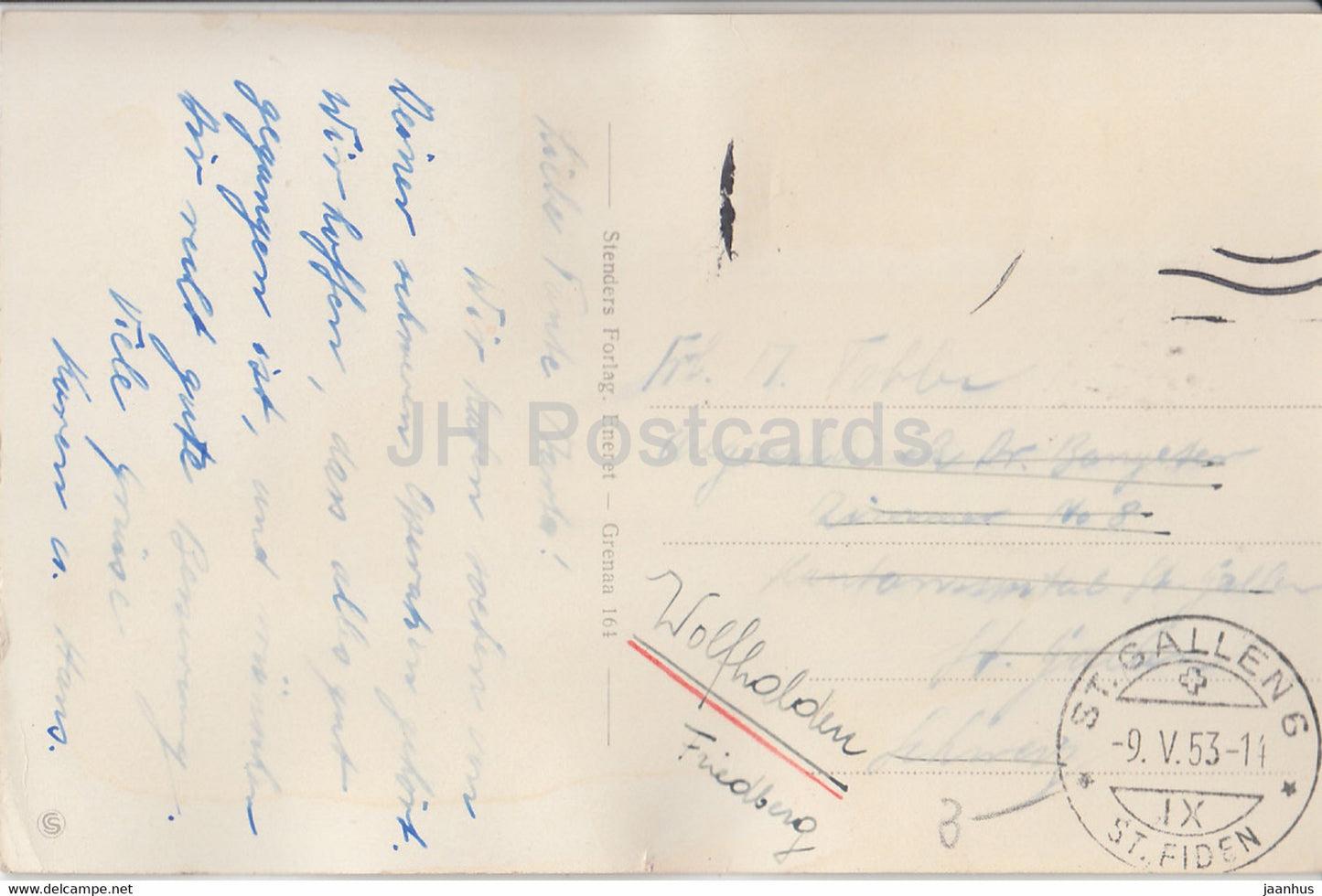 Grenaa – Kirken – Kirche – altes Auto – alte Postkarte – 1953 – Dänemark – gebraucht