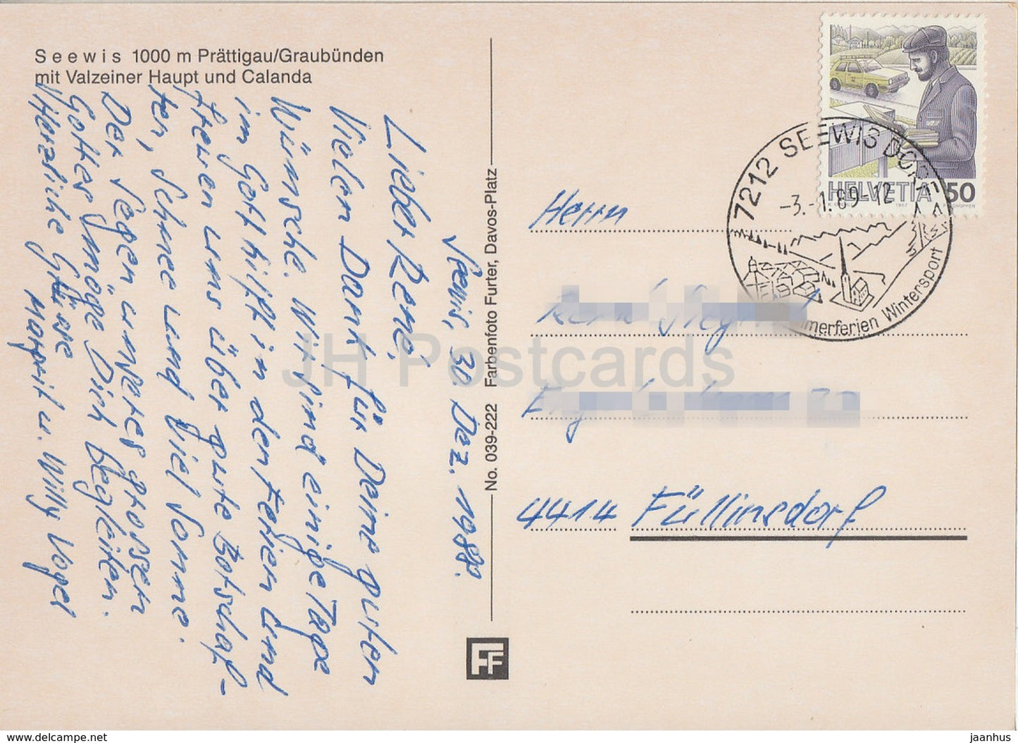 Seewis im Prattigau 1000 m - Valzeiner Haupt - Calanda - 1989 - Suisse - occasion