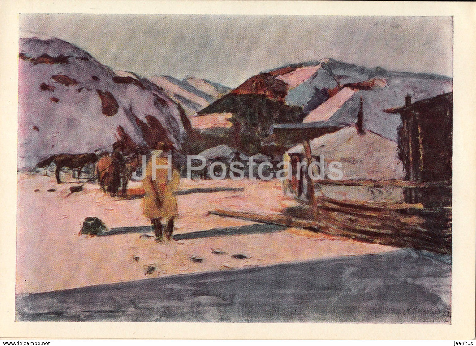 painting by A. Stroganov - The Camp - Mongolian art - 1966 - Russia USSR - unused - JH Postcards
