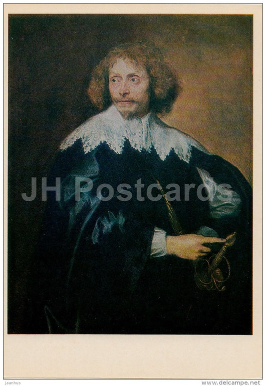 painting by Anthony van Dyck - Portrait of Sir Thomas Chaloner , 1630s - man - Flemish art - 1980 - Russia USSR - unused - JH Postcards