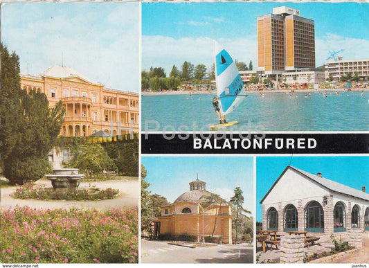 Balaton - Balatonfured - windsurfing - hotel - multiview - 1984 - Hungary - used - JH Postcards
