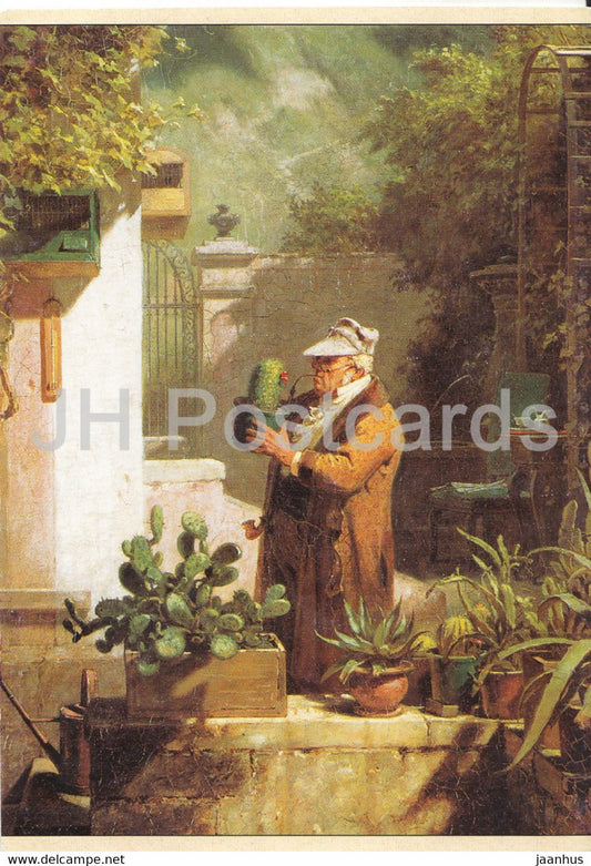 painting by Carl Spitzweg - Im Ruhestand - German art - Germany - used - JH Postcards