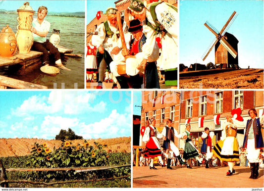 Kaszuby - Zespol ludowy Kaszuby z Katuz - folk costumes - folk dance - windmill - multiview - Poland - unused - JH Postcards