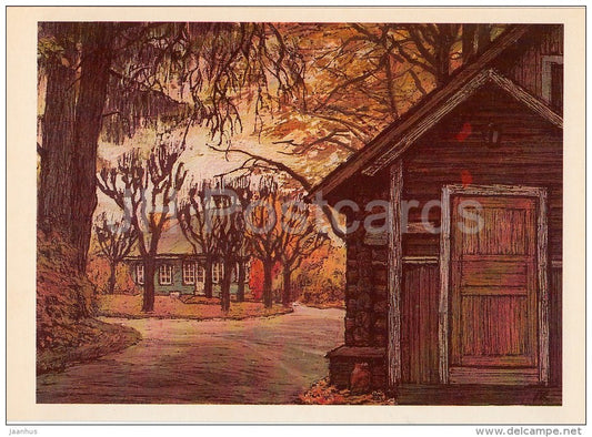 House of the head of the estate - Mikhaylovskoye - illustration by L. Korsakov - Russia USSR - 1981 - unused - JH Postcards