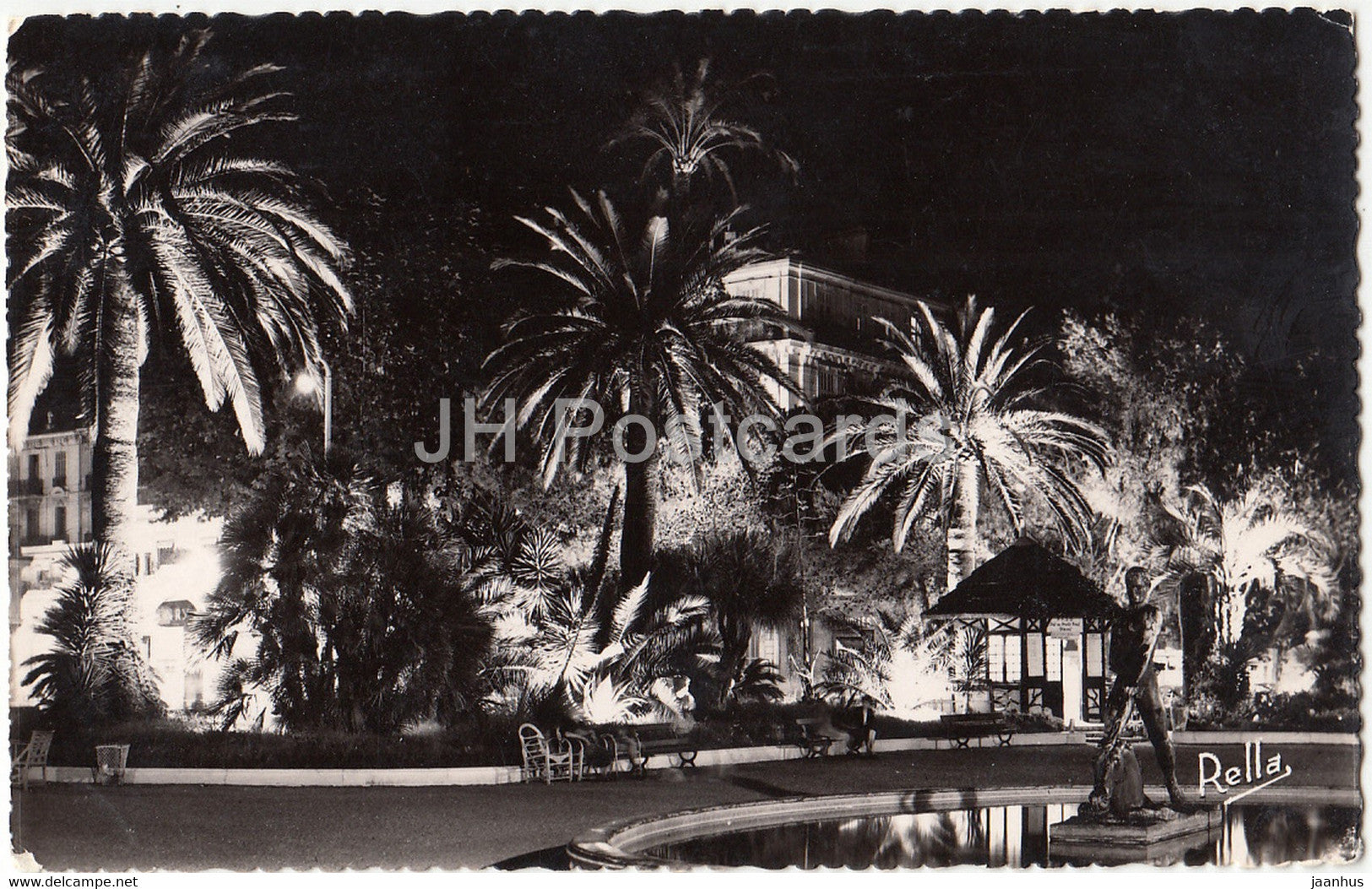 Cannes - Jardins de la Croisette la nuit Neptune par Rivoire - 1956 - old postcard - France - used - JH Postcards