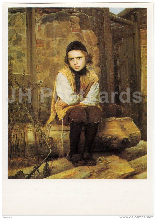 painting by I. Kramskoy - Outraged Jewish boy , 1874 - Russian art - 1990 - Russia USSR - unused - JH Postcards