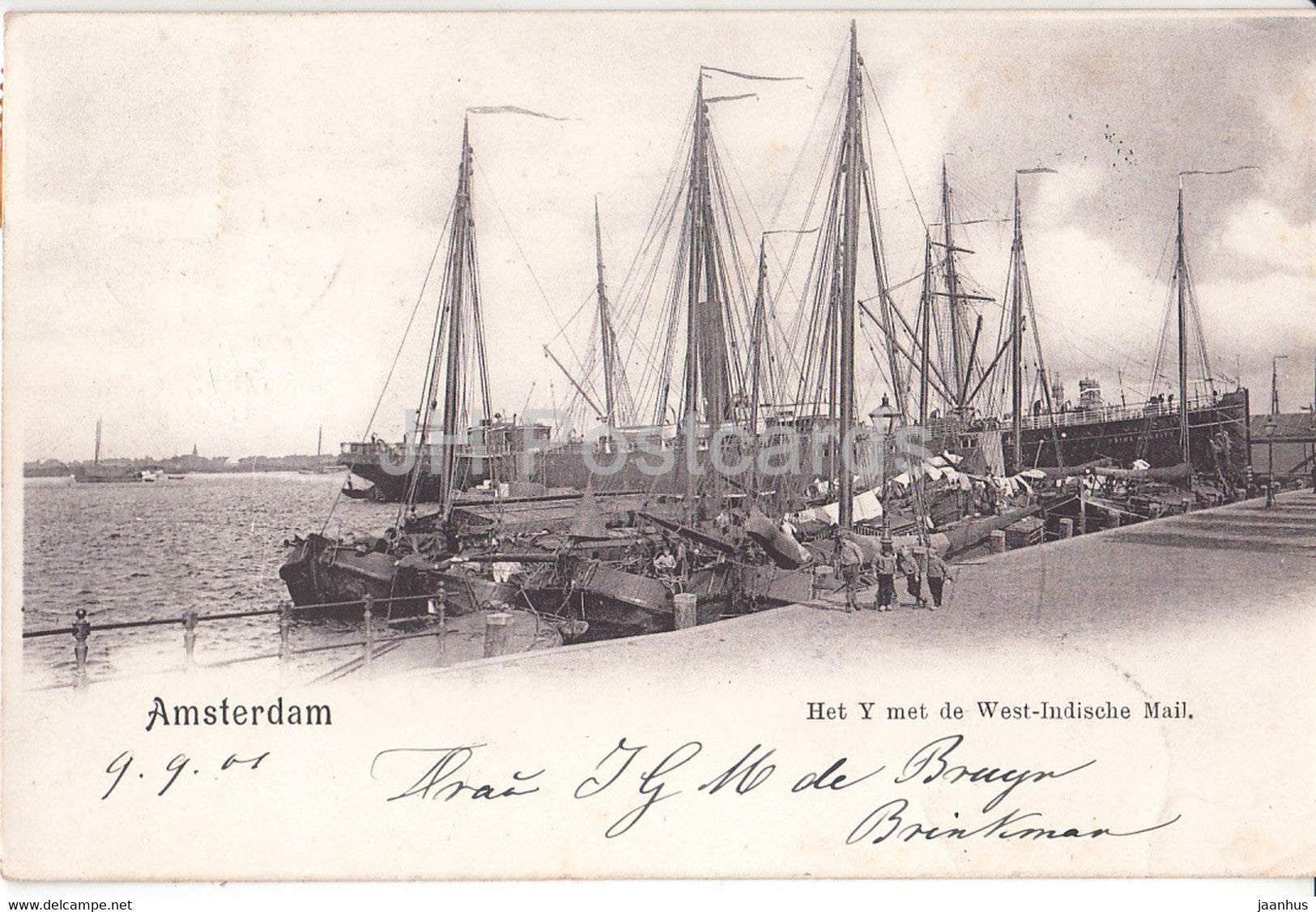 Amsterdam - Het Y  met de West Indische Mail - ship - old postcard - 1901 - Netherlands - used - JH Postcards
