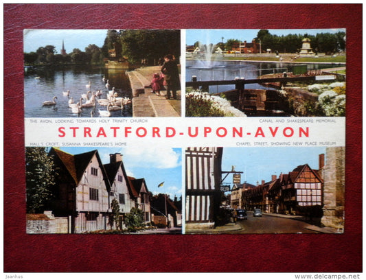 Stratford Upon Avon - multiview-card - sent to Estonia, USSR 1963 , stamp removed - England - United Kingdom - used - JH Postcards