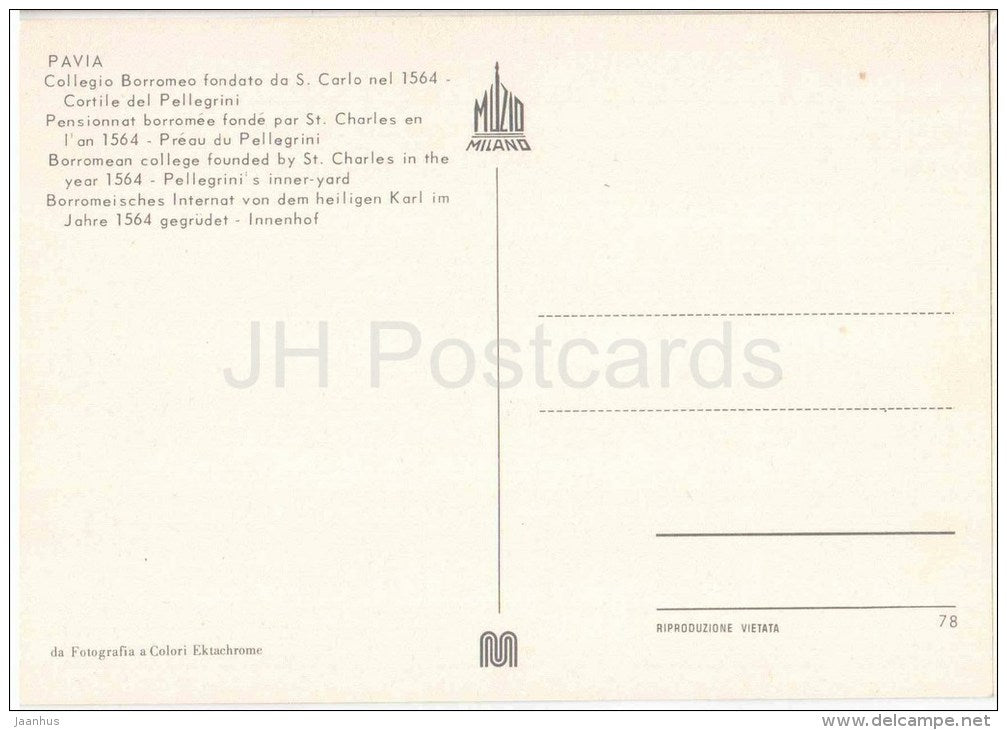 Collegio Borromeo - Borromean College - Pavia - Lombardia - 78 - Italia - Italy - unused - JH Postcards