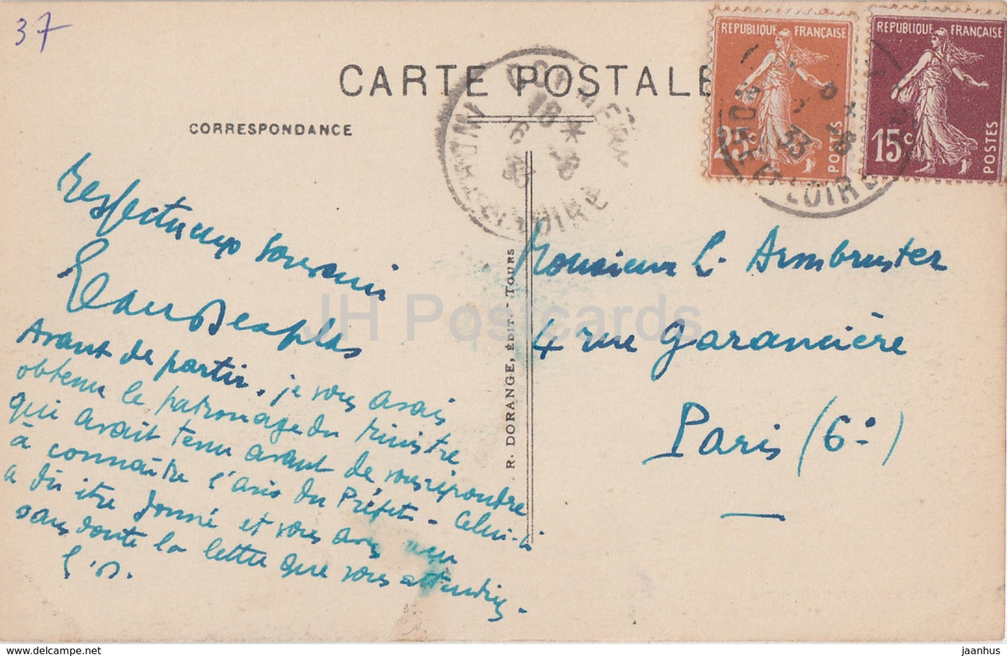 Loches - Le Donjon - Cachot ou fut enferme Ludovic Sforza - château - 13 - carte postale ancienne - 1933 - France - occasion