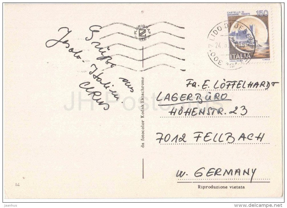 Lido de Jesolo - beach - boat - Veneto - Venezia - 14 - Italia - Italy - sent from Italy to Germany 1981 - JH Postcards