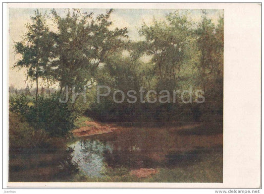 painting by F. Nevezhin - Summer Day - river - russian art - unused - JH Postcards