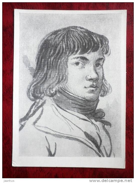 Painting by A.O. Orlowski, 1798  - self-portrait? - art - postcard printed in 1957 - Russia - USSR - unused - JH Postcards