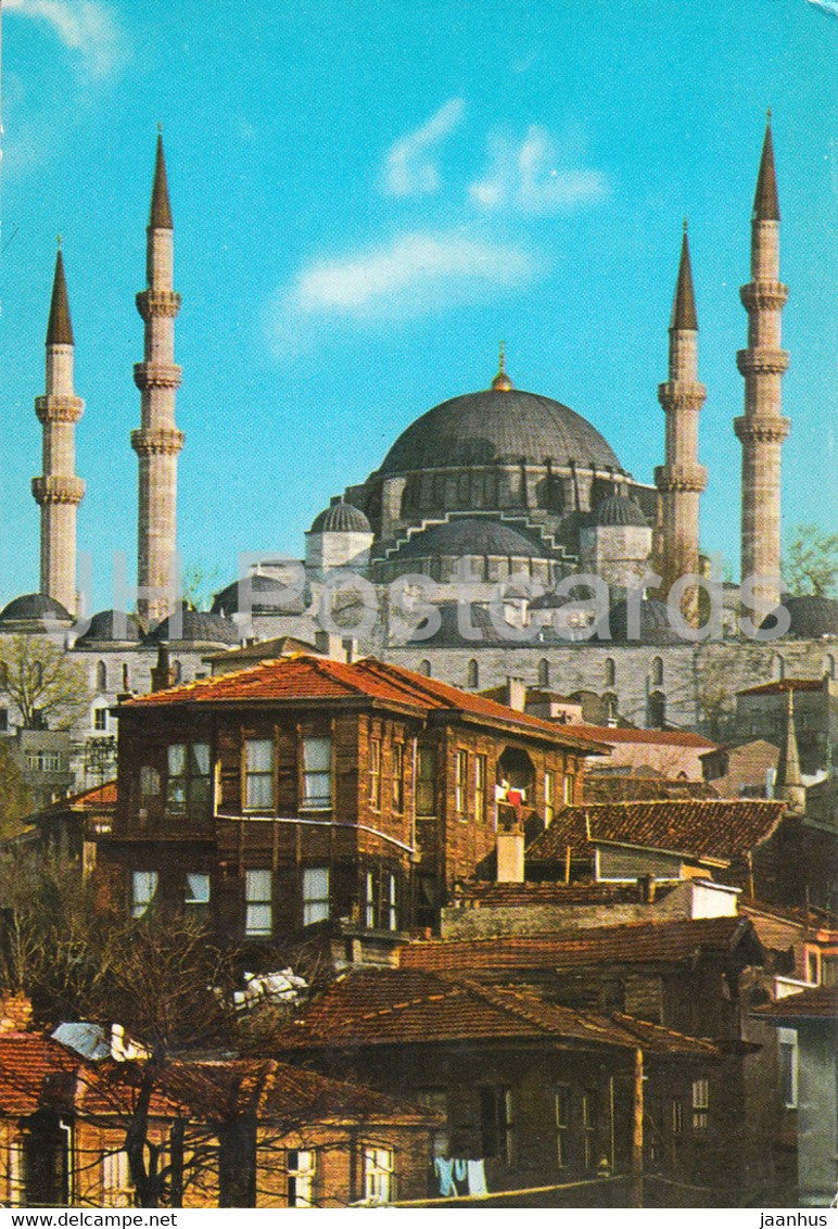 Istanbul - A View of the Soliman's Mosque through of typical wood houses - Turkey - unused - JH Postcards