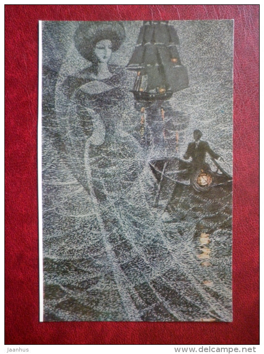 illustration by S. Brodski to the novel of Alexander Grin Running on the Waves - Ukraine - 1973 - Ukraine USSR - unused - JH Postcards