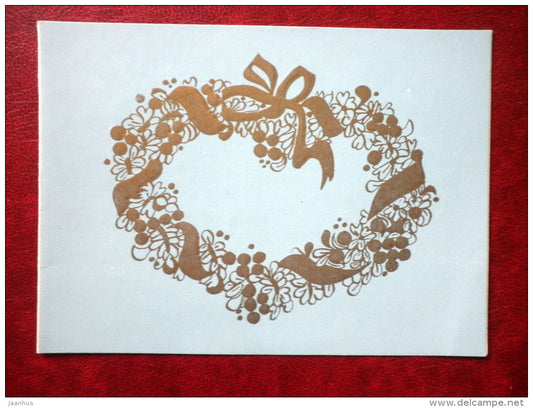 Birthday Greeting Card - wreath - flowers - 1988 - Estonia USSR - used - JH Postcards