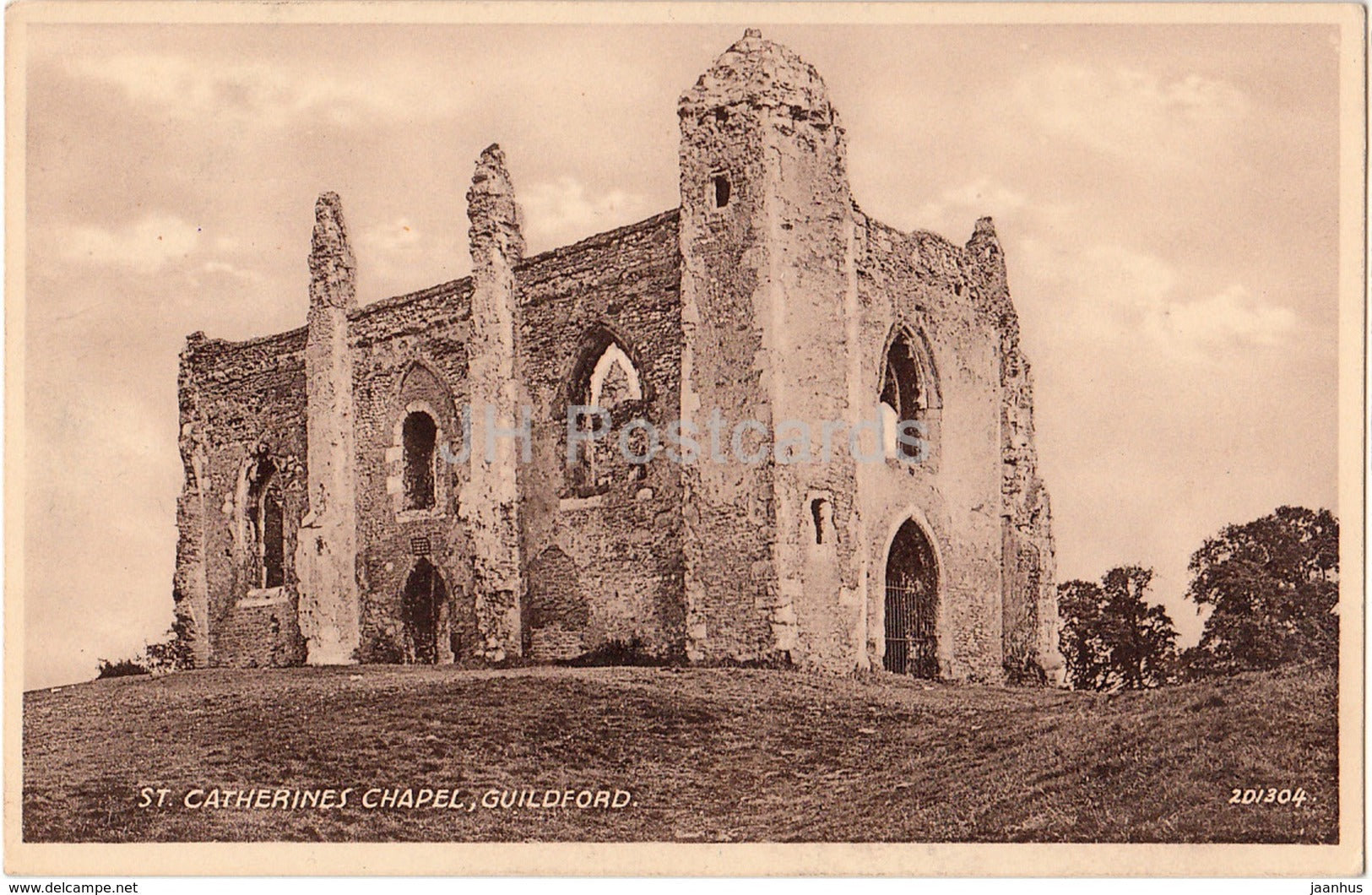 Guildford - St. Catherines Chapel - 201304 - Sepiatype - 1952 - United Kingdom - England - used - JH Postcards