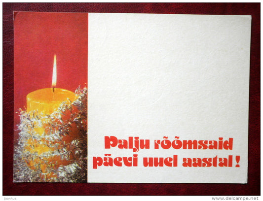 New Year Greeting card - candle - 1976 - Estonia USSR - used - JH Postcards