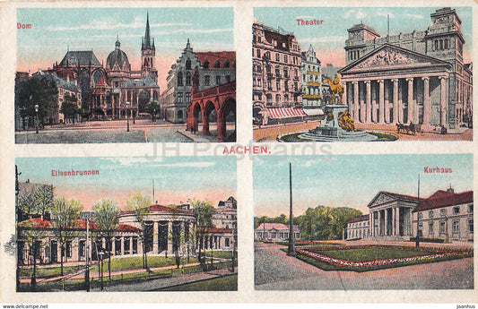 Aachen - Dom - Theater - Elisenbrunnen - Kurhaus - 9862 - old postcard - 1919 - Germany - used - JH Postcards