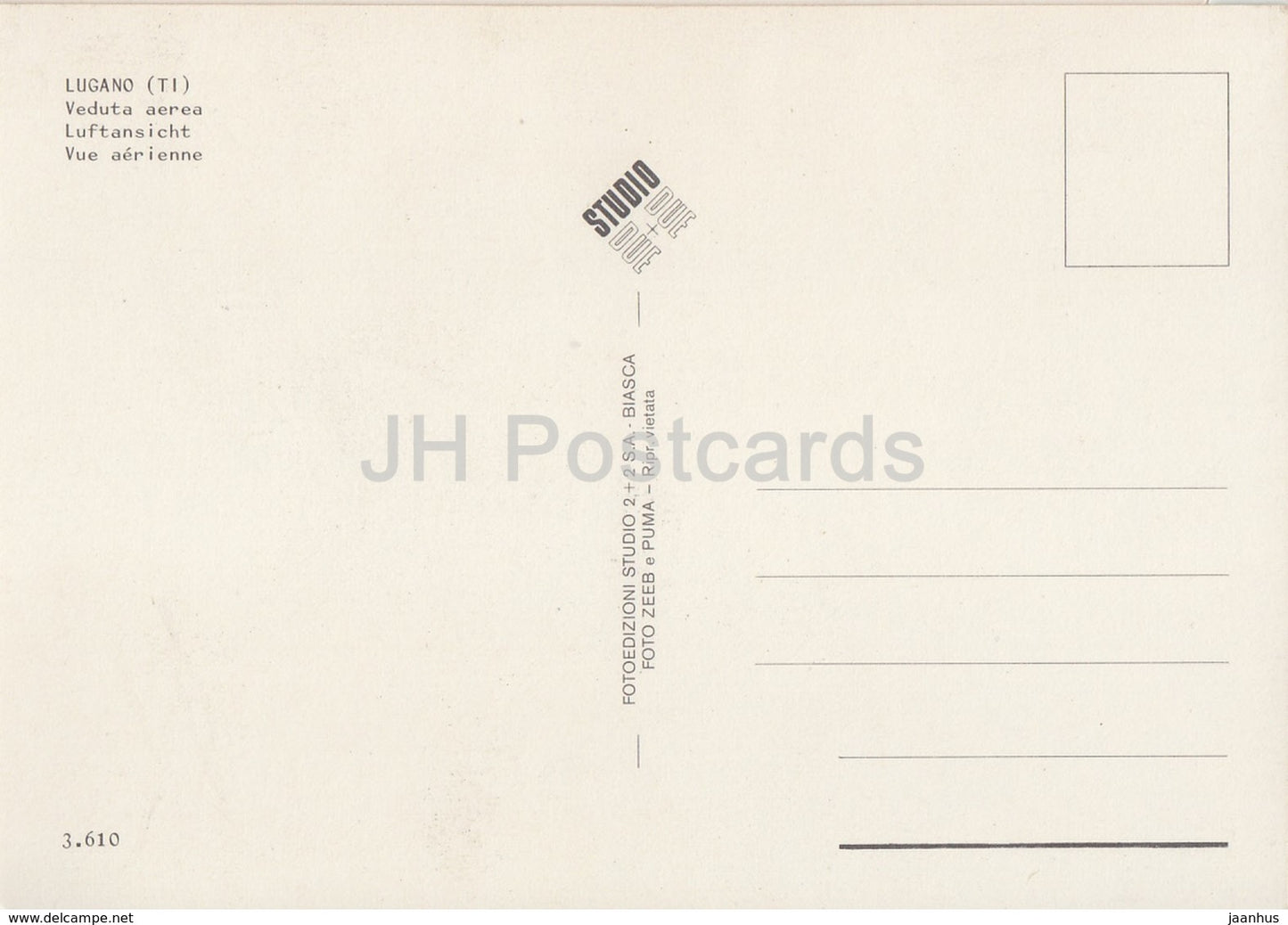 Lugano TI - Veduta Aerea - Aerial View - Switzerland - unused
