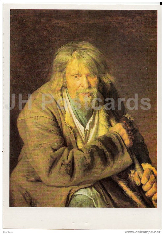 painting by I. Kramskoy - Little man with crutch , 1872 - Russian art - 1990 - Russia USSR - unused - JH Postcards
