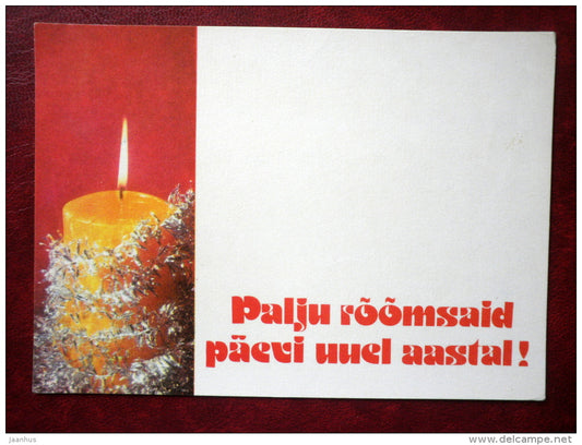 New Year Greeting card - candle - 1976 - Estonia USSR - unused - JH Postcards