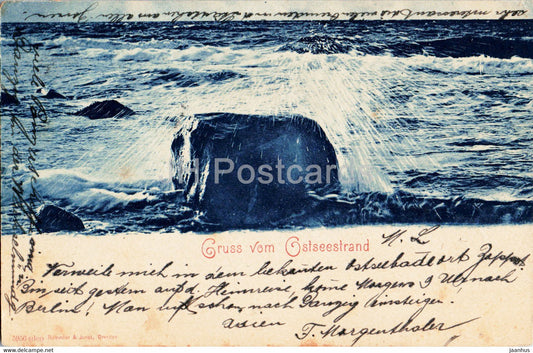 Gruss vom Ostseestrand - 1899 - old postcard - Germany - used - JH Postcards