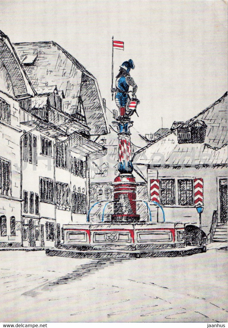 drawing by Dr P. Stuker - Zofingen - Thutbrunner - Swiss art - Switzerland - unused - JH Postcards