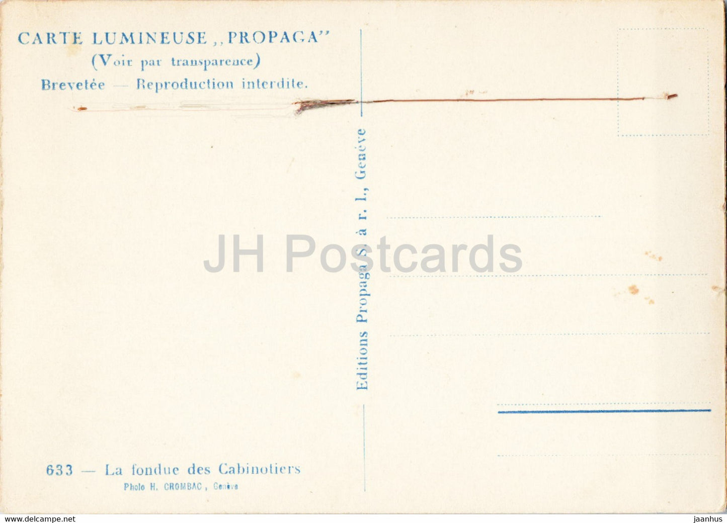 Carte Lumineuse Propaga - Quelle est delicieuse avec le bon fromage Suisse - carte postale ancienne - Suisse - inutilisée