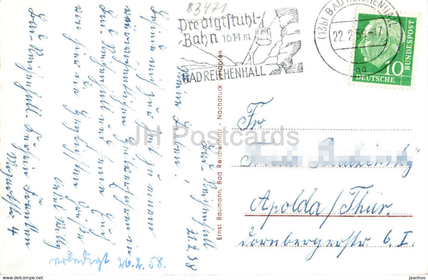 Berchtesgaden mit Watzmann 2714 m - old postcard - 1958 - Germany - used