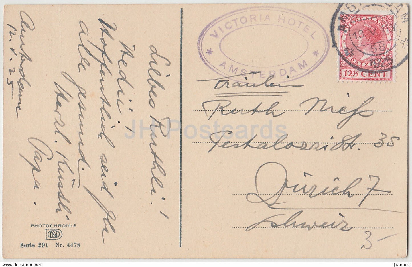 Volendam – Kinder – Segelboot – Victoria Hotel – Photochromie – 4478 – alte Postkarte – 1925 – Niederlande – gebraucht