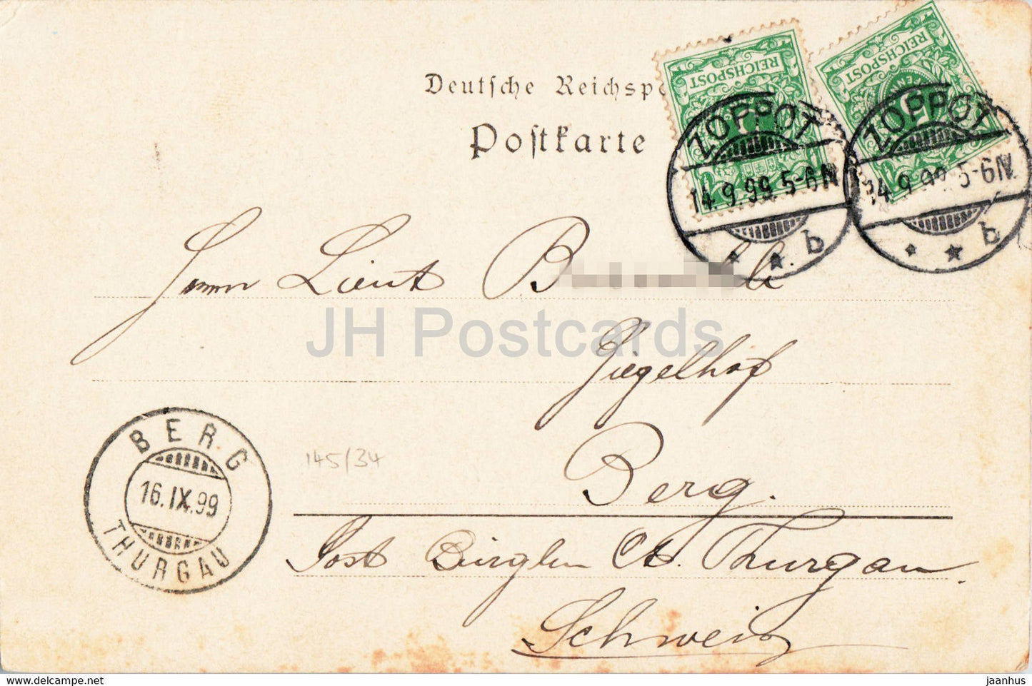 Gruss vom Ostseestrand – 1899 – alte Postkarte – Deutschland – gebraucht