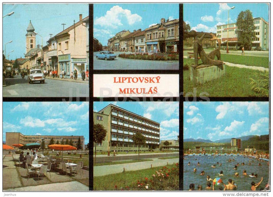 Liptovsky Mikulas - pool - monument - cars - Czechoslovakia - Slovakia - used - JH Postcards