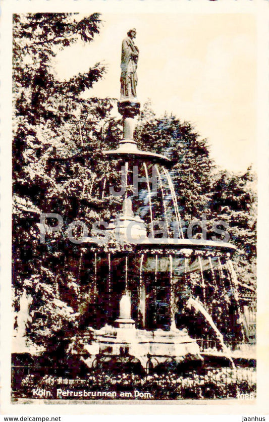 Koln - Cologne - Petrusbrunnen am Dom - fountain - 1942 - old postcard - Germany - used - JH Postcards