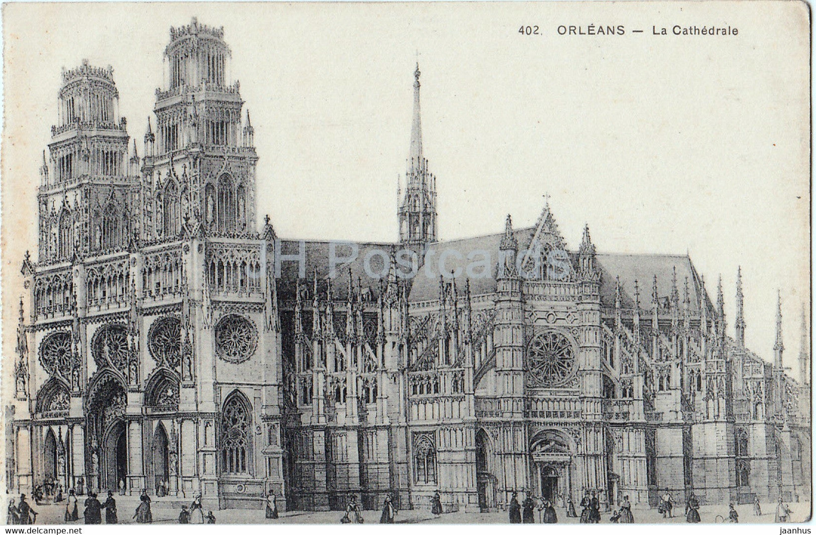 Orleans - La Cathedrale - illustration - 402 - old postcard - France - unused - JH Postcards