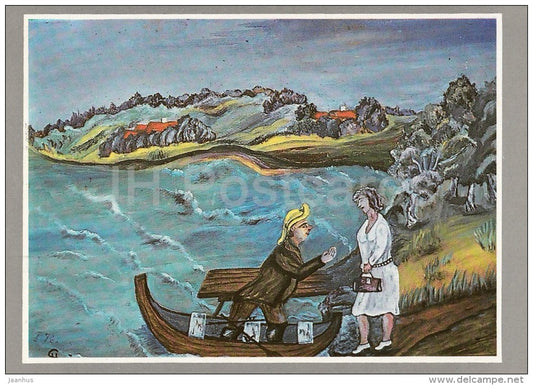 painting by H. Sturm - Viljandi Boatman , 1976 - Estonian art - 1992 - Estonia - unused - JH Postcards