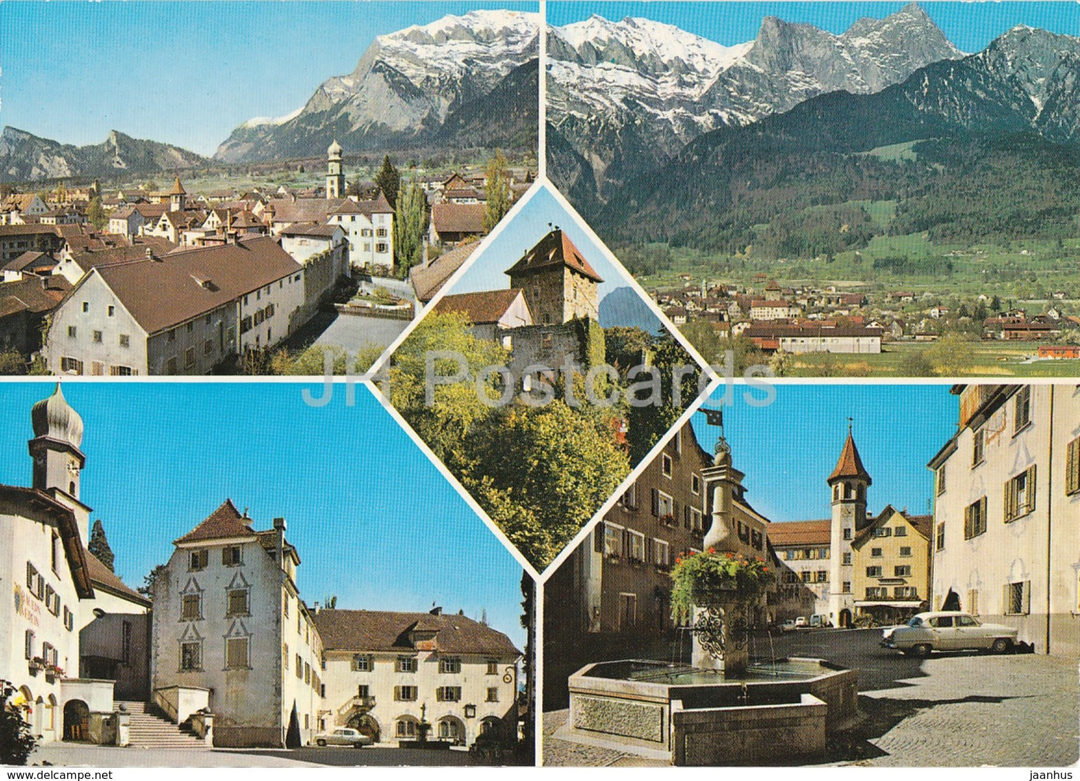 Maienfeld mit Falknis und Gleckhorner - multiview - Switzerland - unused - JH Postcards